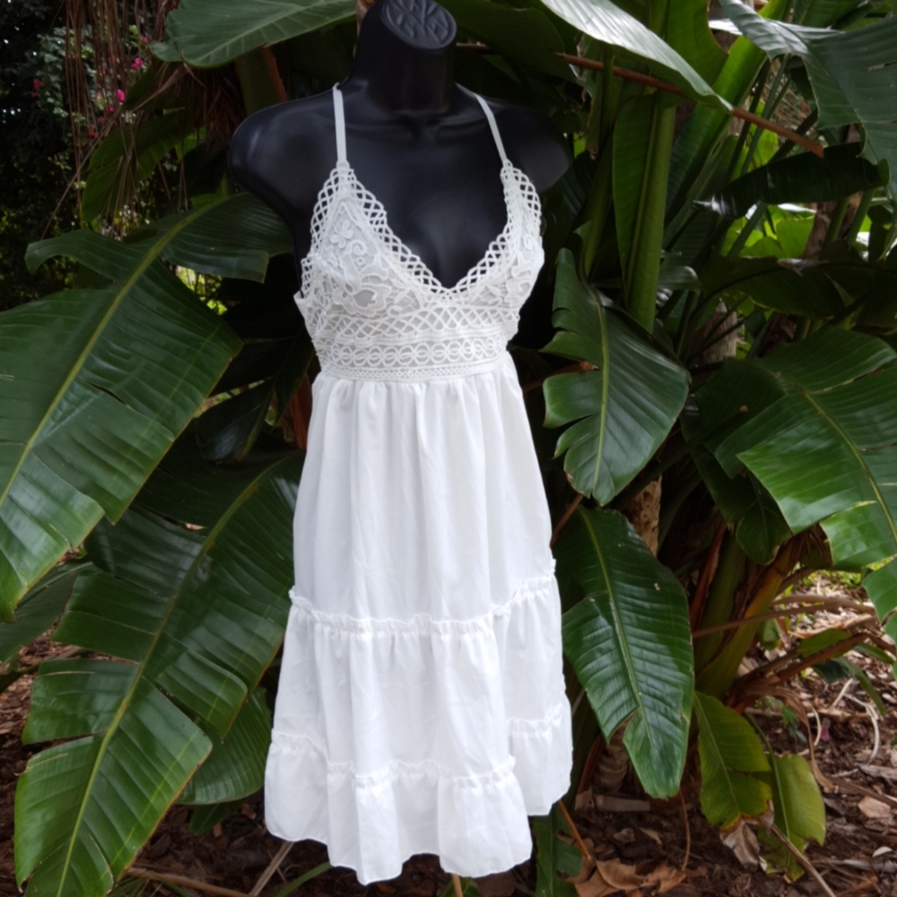 lace trim Tiered dress
